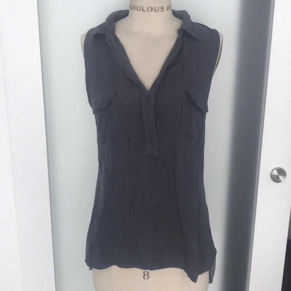 Splendid Tops - Splendid blue gray sleeveless collared blouse M